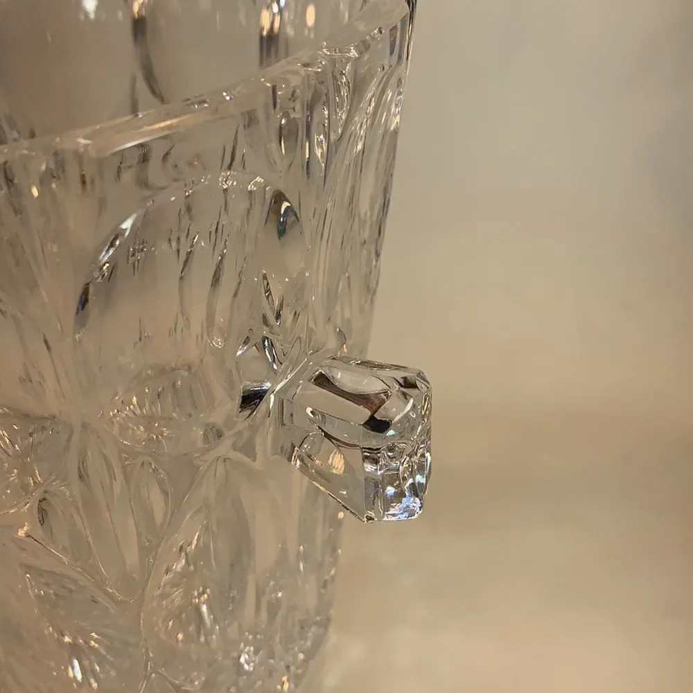 Crystal Art Deco Inspired Cut Wine Bucket Two Handle Champagne Ice Bar Cocktail